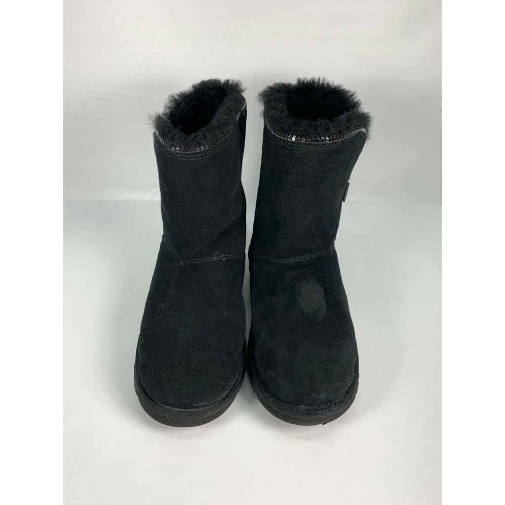 UGG Australia Girls Black Suede FLORENCE 1016992K Short Zipper Warm Boots Size 4